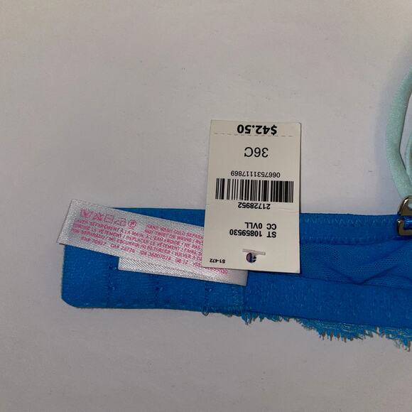 Victoria's Secret PINK Heartbreaker Plunge Push Up Bra Womens 36C Blue Animal - Picture 5 of 8